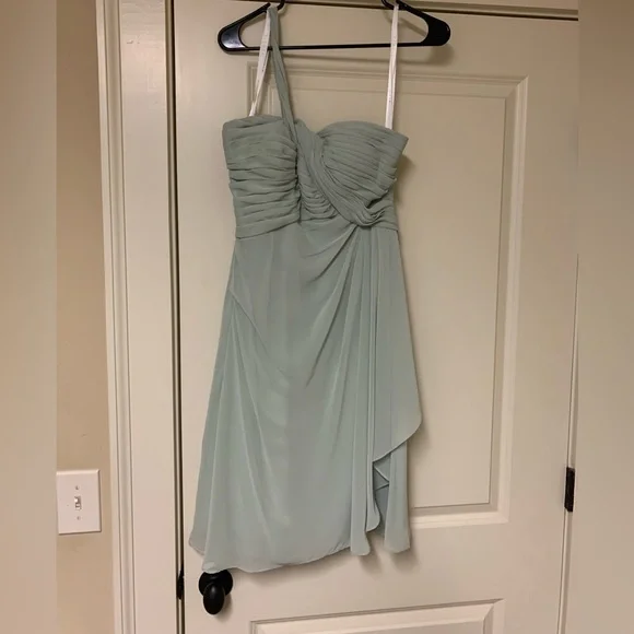 sachin and babi light blue dress Azazie | Dresses | Azazie Dusty Sage One Shoulder Cocktail Length Chiffon  Bridesmaid Dress